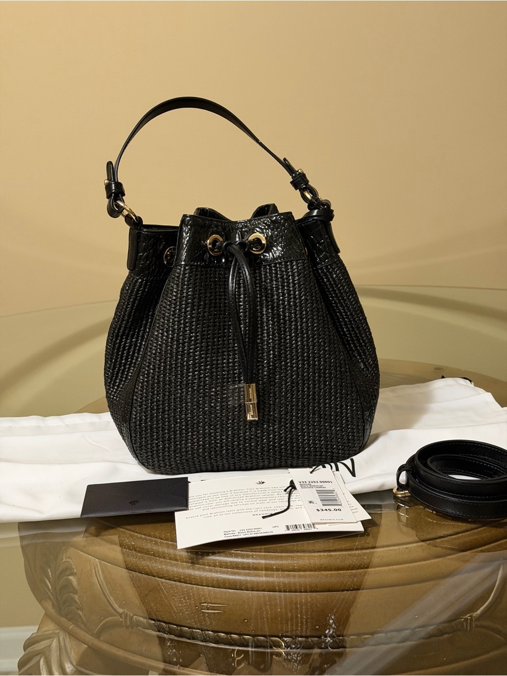 Brahmin Melinda Woven Drawstring Tote
